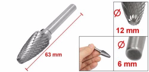 Carbide Burr KangTeer 12mm Dia 1/4" Shank Tree Shape Double Cut Tungsten Carbide Rotary File Cutting Burs Tool Rotary Drill Die Grinder Bits