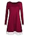 OUGES Women's Long Sleeve Lace Stitching Trim Casual Dress(Wine,XL)