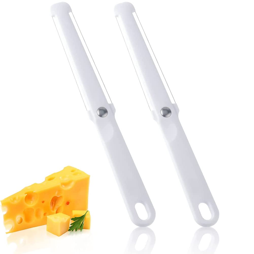 HUPOO Cheese Slicer, 2pcs Cheese Wire Cheese Cutter with Soft Handle for Hard and Semi-Hard Cheese Butter, Chocolate, Jams, and Creams-Long Duration, Cheese Slicers for Block Cheese.
