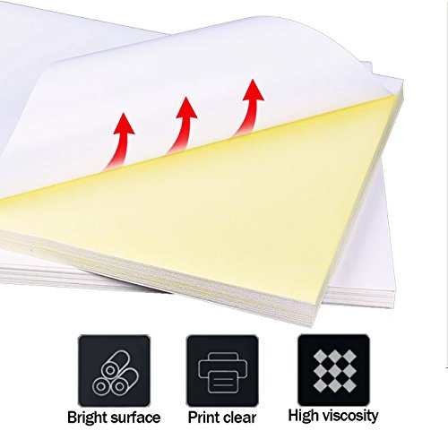 Hapree 75 Sheets Glossy Sticker Paper A4 Self Adhesive Sticker Label Paper for Laser and Inkjet Printer Full Sheet Label - Thumbnail 4