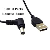 SN-RIGGOR 3-Pack 3.3ft DC 3.5x1.35 mm 5 Volt DC Barrel Jack Power Cable USB to 3.5mm x1.35mm Barrel Power Adapter DC to USB Converter USB to Dc Power Cble USB to DC 3.5mm 1.35mm DC 3.5 mm 1.35 mm