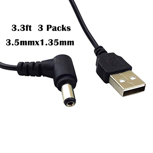 SN-RIGGOR 3-Pack 3.3ft DC 3.5x1.35 mm 5 Volt DC Barrel Jack Power Cable USB to 3.5mm x1.35mm Barrel Power Adapter DC to USB Converter USB to Dc Power Cble USB to DC 3.5mm 1.35mm DC 3.5 mm 1.35 mm