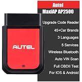Autel MaxiAP AP2500 Upgraded AP200/AP200C/AP200H/AP200M Bluetooth OBD2 Code Reader Auto Scanner Car Scan Tool 5+ Service Functions 45+ Car Brands Free APP for Android/iOS Advanced AP2500E