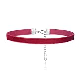 Cougar's Choice® Red Velvet Choker with Wide Pink Velvet(1cm)