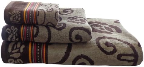Maghso Brown Flower 3-Piece Towel Set, Brown