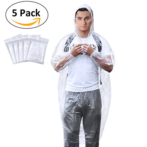 Aiduy Rain Poncho, Emergency Disposable Rain Ponchos with Drawstring Hood and Elastic Sleeve for Adults Men and Women, Survival Kit Accessory for Camping, Hiking, Traveling, Sporting - 5 Pack - Thumbnail 7