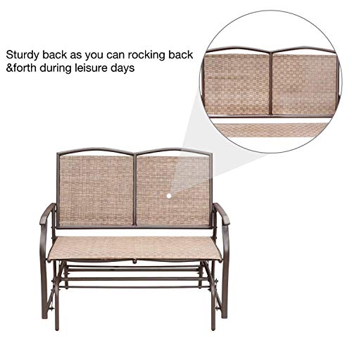 SunLife Outdoor Indoor Glider Loveseat Set Rattan Resin Wicker Patio