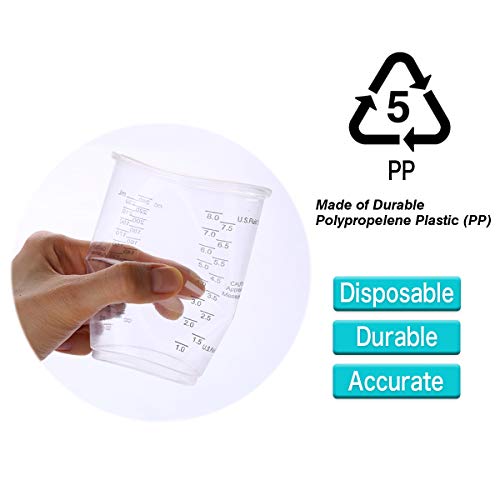 8oz Graduated Clear Plastic Measuring Cups with Wooden Stirring Sticks