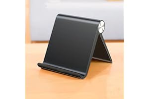 Tablet Stand Holder Adjustable Portable, Stable Holder for iPad iPhone, Stand for Office Home Workspace and Living Area, Blac