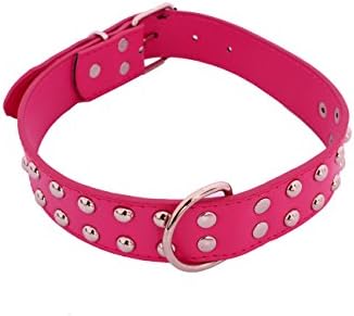 SRI Imported Adjustable Dog Collar 1.2 Inch with Metal Stud, Pink (Medium)