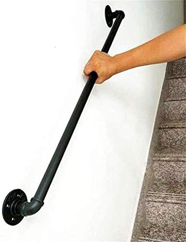 ブラック手すり Completeキット ホームの壁錬鉄パイプ階段手すりフェンス高齢者の子供屋内および屋外手すりすべり止め手すりハンドル 7センチメートル壁からの高 Size 19ft