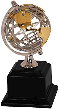 Woltman - 8 3/4" Gold/Silver Globe with Black Piano Finish Base