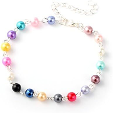 Idin Fashion Anklet - Colourful glass pearl anklet (Length approx. 9.1")