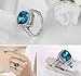 Yoursfs Evening Jewelry Rings for Women Blue Crystal Wedding Jewelry Rings for Bridal 18K White Gold Plated Lady Cocktail Rings Jewelry Gifts
