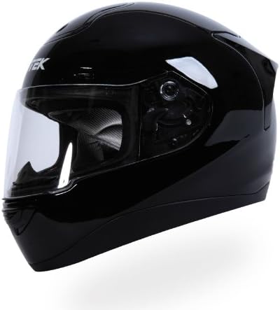 Nitek P1 Full-Faced Motorcycle Street Helmet (Glossy Black, Large)