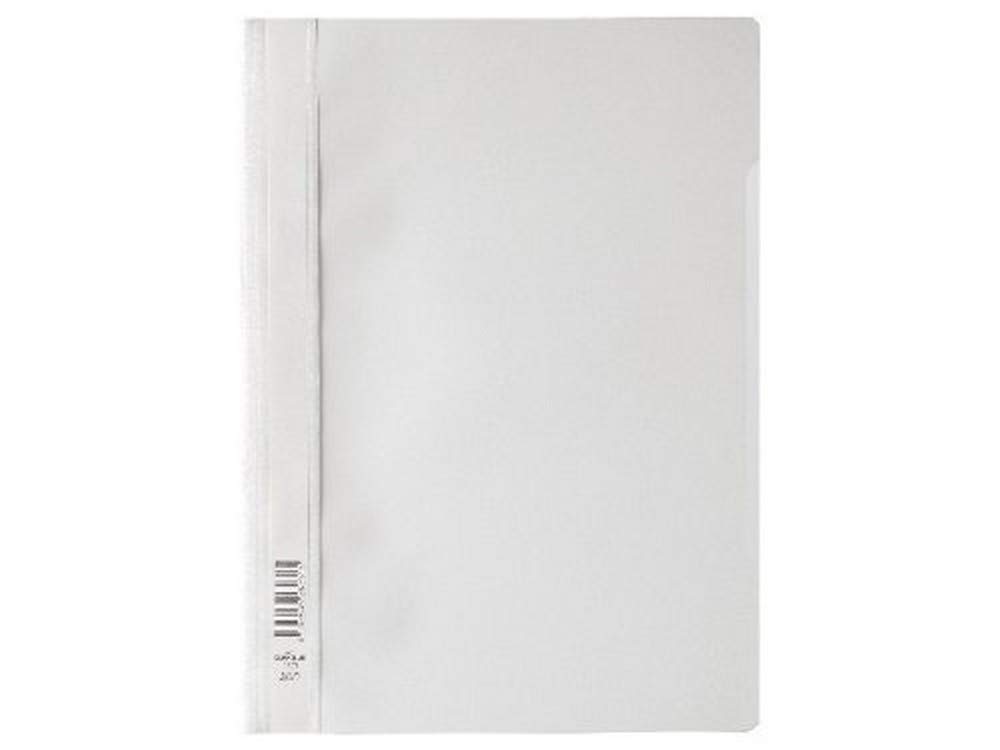 Durable Clear View A4 Document Folder White | Transparent Front Cover | Pack of 50 Folders | Ideal for Holding A4 Punched Documents