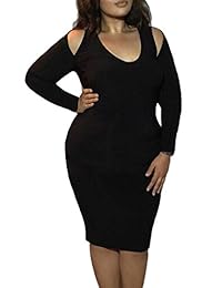 Romastory - Vestido ajustado de manga larga sin tirantes para mujer