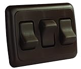 JR Products 12155 Brown Triple SPST On-Off Switch with Bezel