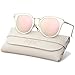 SOJOS Fashion Polarized Sunglasses for Women UV400 Mirrored Lens SJ1057 with Gold Frame/Pink Polarized Lens with Soft Case
