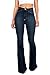 Vibrant Women's Juniors Bell Bottom High Waist Fitted Flare Leg Pants Denim Jeans EP522 Super Dark Denim 3