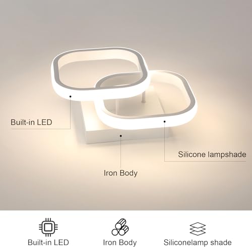 Comely 2 Pacchi Plafoniere a LED Moderne, 24W 2700LM Lampada da Soffitto a LED Quadrata Piccola, Luce Naturale 4500K, 24cm