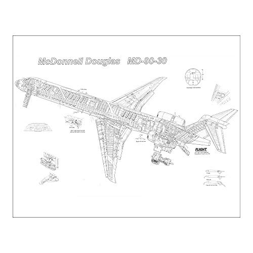 Media Storehouse 20x16 Print of Mcdonnell Douglas MD-90-30 Cutaway Drawing (4580608)
