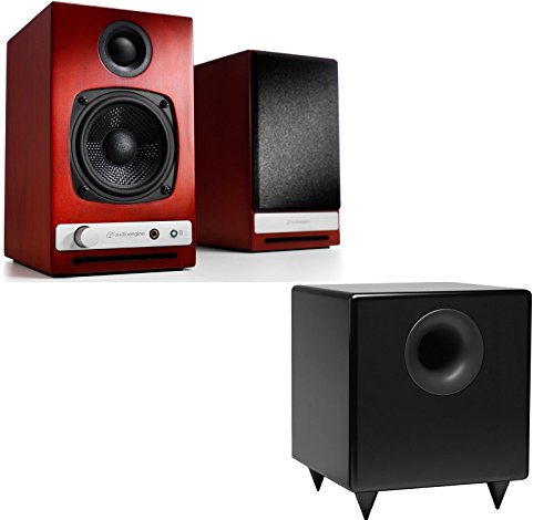 Audioengine HD3 Powered Bookshelf Speakers (Pair) & Audioengine S8 Black 8-inch Powered Subwoofer Bundle (Cherry)