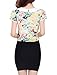Allegra K Women Elegant Peter Pan Collar Petal Sleeve Floral Tops M Light Green