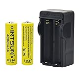 Intsun® 2pcs 3.7V 18650 4000mah Rechargeable Li-ion Battery with PCB and 18650 battery Charger for LED Flashlight, Headlamps, search light lamp, etc