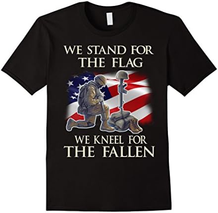 Men's We Stand For The Flag We Kneel For The Fallen T-Shirt XL Black