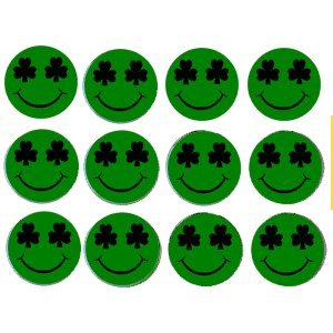 Set of 12 Buttons One Inch Shamrock Happy Face Saint Patrick's Day