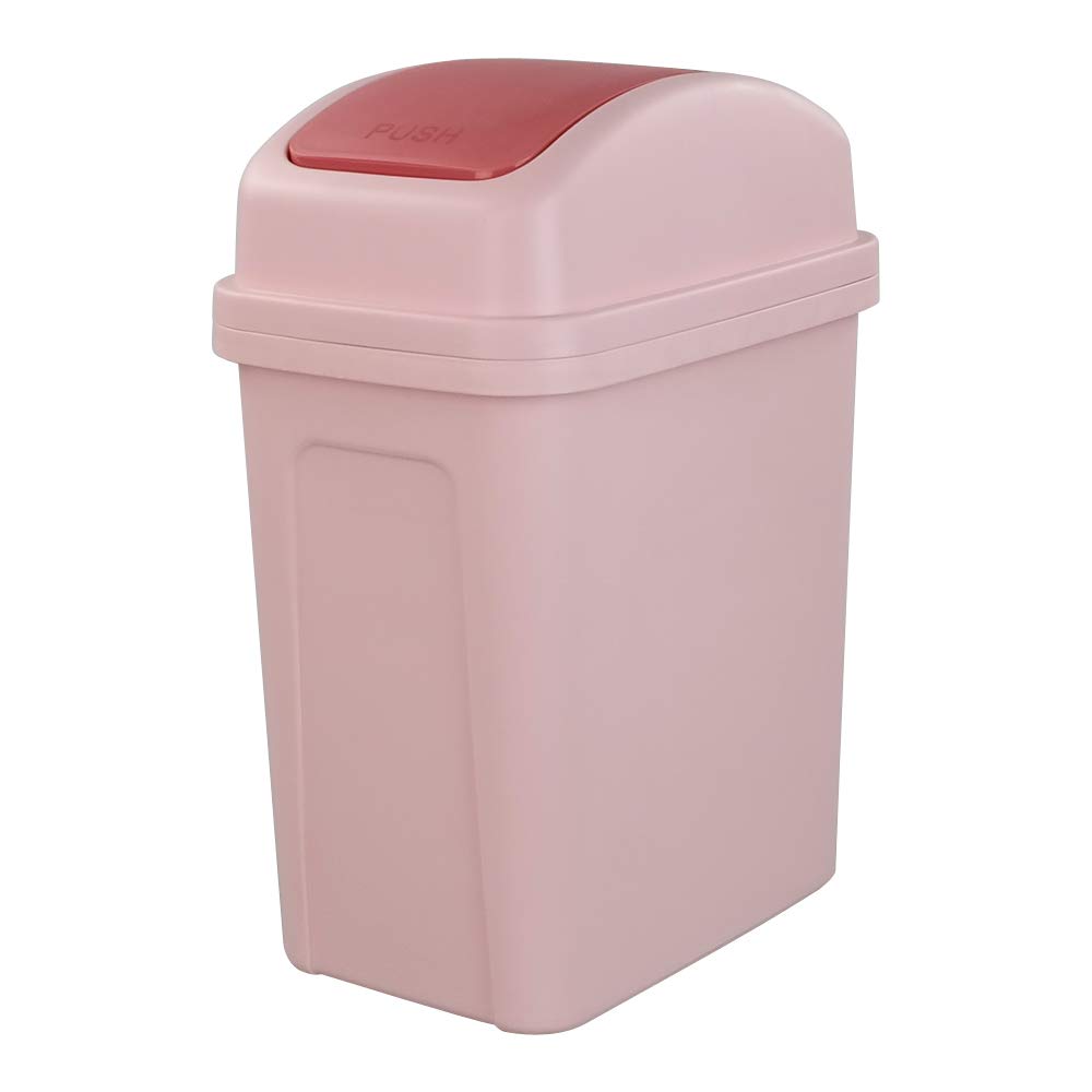 Asking 7 L Small Trash Bin with Swing-top Lid, Plastic Garbage Bin, Pink