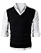 Ohoo Men's Cotton Blended Slim Fit Sweater Vest Knit V-Neck Sleeveless Pullover Sweater / DCV010-BLACK-XL