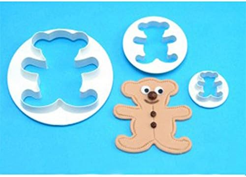 Ruiji Set of 3 Bears Sugarcraft Cutters Tools for Fondant Cake Decorations White