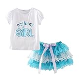 Mud Kingdom Little Girl Birthday Outfit 6 Tops and Skirt Tutu Clothes Set 6T Blue