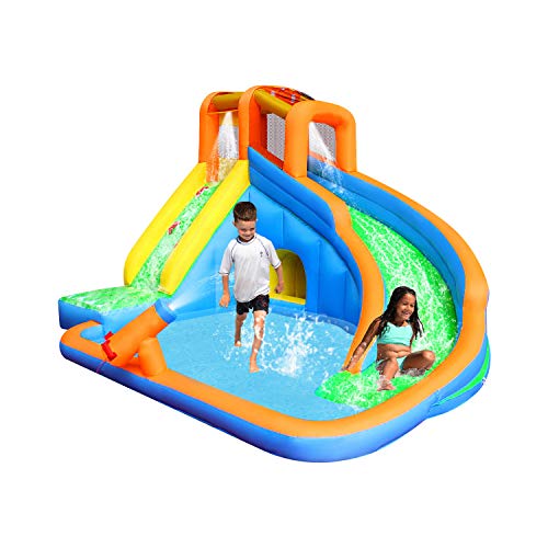 RETRO JUMP Inflatable Slide Bouncer, Pool Water Slide Climber Castle Bounce House Waterslide for Kids Backyard with Blower