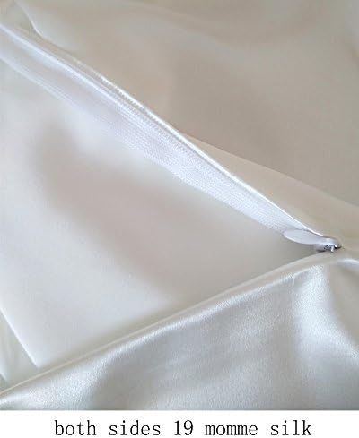 Fyjafon 19momme 100% Mulberry Silk Both Sides Queen King Pillowcase Hidden Zipper(Ivory White)(Queen)