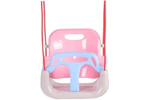 WWS 3 in 1 Kids Swing, Swing Seat for Baby/Toddler/Kids, with Adjustable Ropes, Snug & Secure Swing Seat Great for Tree/Swing Set, Indoor, Outdoor, Playground, Background (Pink)