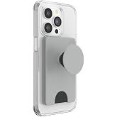 PopSockets Adhesive Phone Wallet with Grip- Tech Grey | PopWallet, Holds 3-5 Cards, Swappable Top, Kickstand, For iPhone/iPad/Kindle/Android
