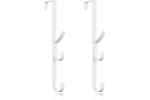 KAIFERTY Over the Door Hooks hanger,over the door towel hook Organizer hanging for coat clothes backpack hat purse Metal Towel Rack Back of Shower for Bathroom,Dorm,Bedroom,Kitchen,Office Closet (White-2Packs)