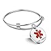 Comfybuy Stainless Steel Type 1 Diabetes Medical Alert ID Bracelet Adjustable Cuff Bangle for Men Women