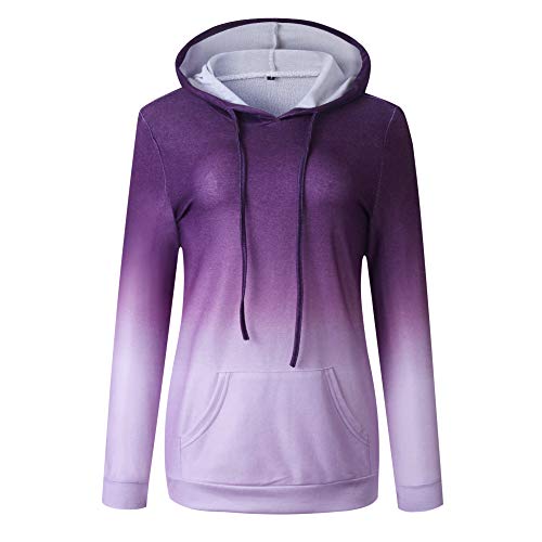 Akyzic Women's Color Block Hoodie Long Sleeve Drawstring Pullover