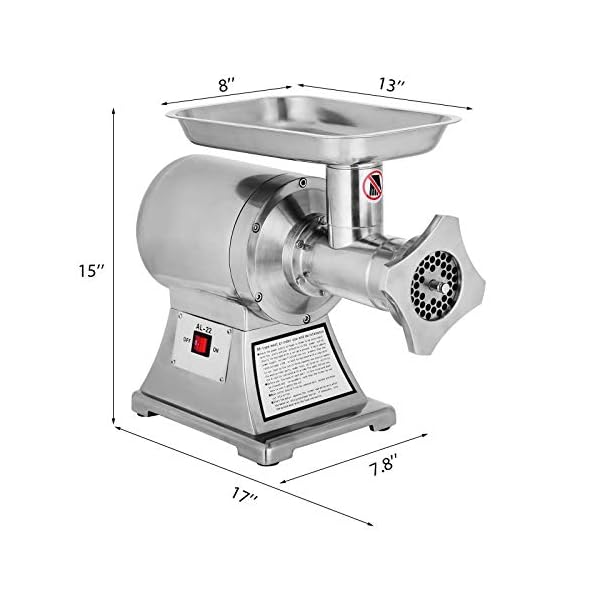 750W Elektrische Fleischwolf 1Hp 190Prm 550Lb / H Wursthersteller Gewerblicher Edelstahl Lebensmittelschleifmaschine… – Bild 3