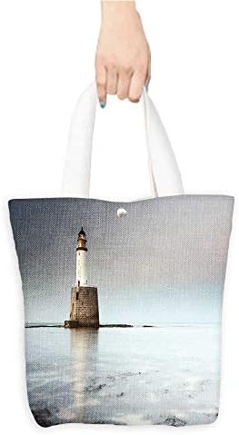 Custom Printed Grocery Tote Bag rattray hea lighthouse north east coast scotl as the sun Eco-Friendly Multi Purpose W11 x H11 x D3 INCH