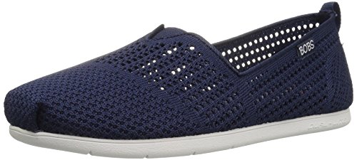 Skechers BOBS Women's Plush Lite-Peek Ballet Flat, Navy, 10 M US
