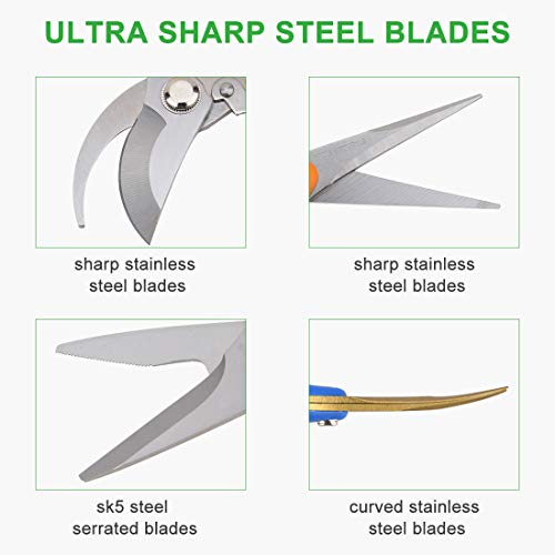 image for GROWNEER 4 Packs Pruning Shears Gardening Shear with Straight and Curv