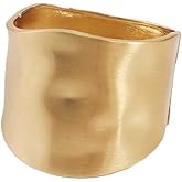 ABJFJE Fashion Exaggerated Wide Grooved Brushed Cuff Hinged Bangle Bracelets Smooth Punk Statement Gold Bangles Bracelet for Women Jewelry Gift Gold