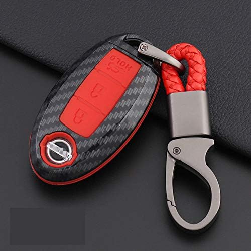 SLIODK Car Key Cover Carbon Fiber Shell Car Remote Key Cover Case For Nissan Qashqai J10 J11 X-Trail t31 t32 kicks Tiida Pathfinder Murano Note Juke,B,Red