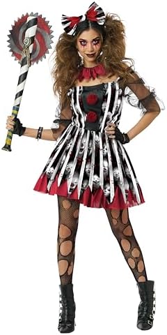 Disfraz De Payaso De Terror Para Mujer – Conjunto De Halloween De Harlequín Con Falda, Tirantes, Sombrero Y Accesorios, Ideal Para Fiestas De Cosplay Y Carnaval