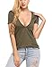 Beyove Women's Deep V T-Shirt Summer Short Sleeve Loose Casual Top Army Green